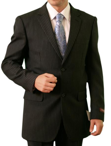 Mensusa Products Men's Black Pin Stripe 2 Button Front Closure Suit