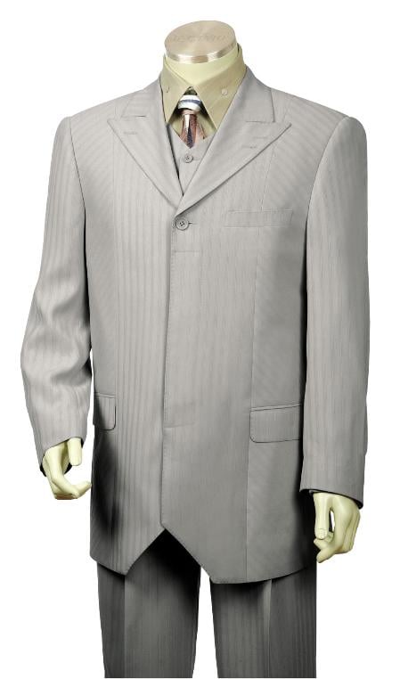 Mensusa Products Men's 1 Button Grey Fashion Vested Zoot Suit