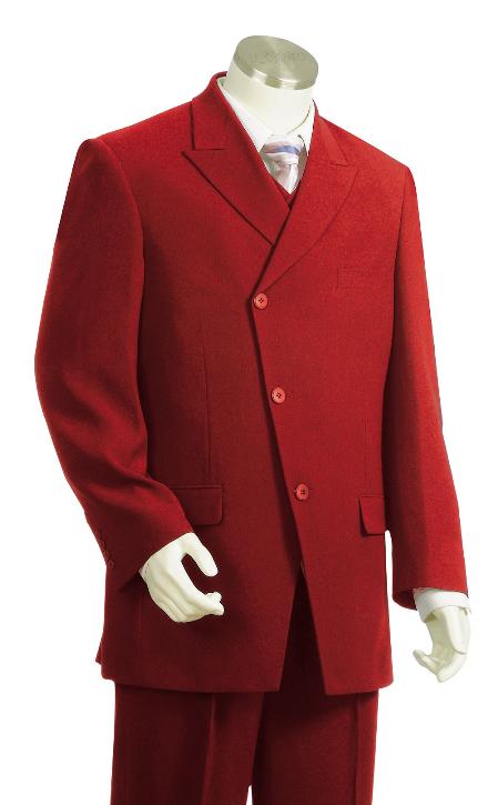 Mensusa Products Men's 3 Piece Vested Red Zoot Suit