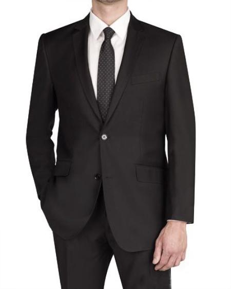 Mensusa Products Men's 2 Button Italian Designed Fabric Slim Fit Suit Black