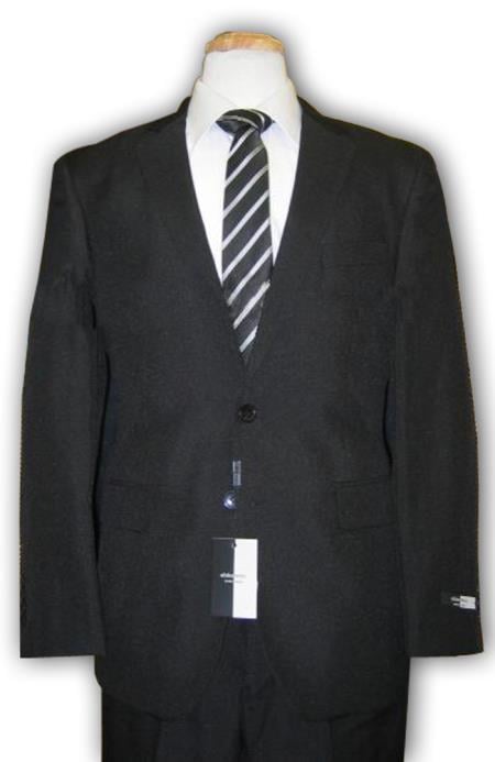 Mensusa Products Cheap suits -Cheap quality men's 2 Button Black Tapered Cut Flat Front Cheap Suit Black 69