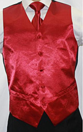 Mensusa Products Men's Shiny Burgundy Microfiber 3piece Vest