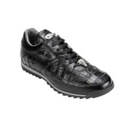 Mensusa Products Belvedere Mens Black Genuine Caiman & Calf Sneakers