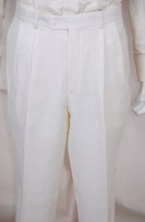 Mensusa Products Mens Dress Pants Solid White 2 Pleated Wool Suit 40
