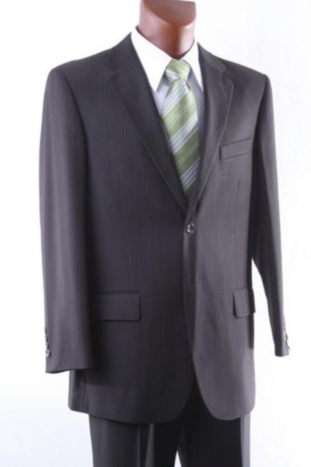 Mensusa Products Mens 2 Button Brown Pinstripe Dress Suit Single Pleat