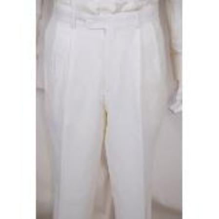 Mensusa Products Pants Solid White 2 Pleated Wool