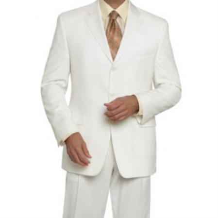Mensusa Products 3Button Mens Off White Wool Suit