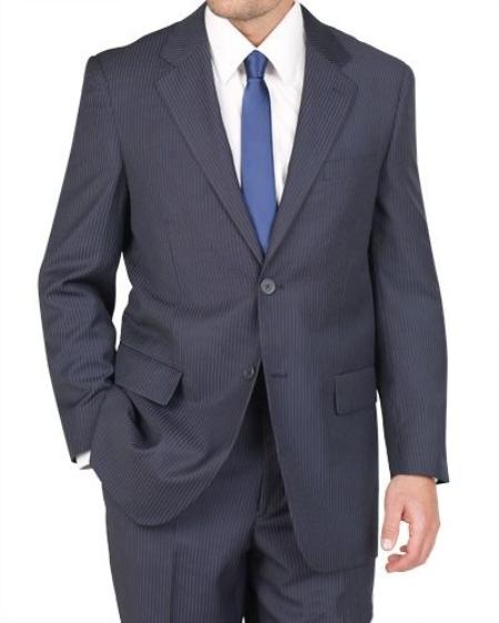 Mensusa Products Men's 2 Button Blue Stripe Suit