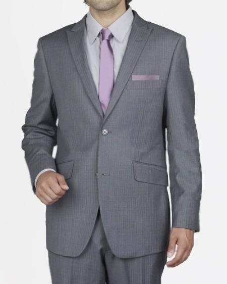 Mensusa Products Men's 2 Button Grey Mini Stripe Slim Suit