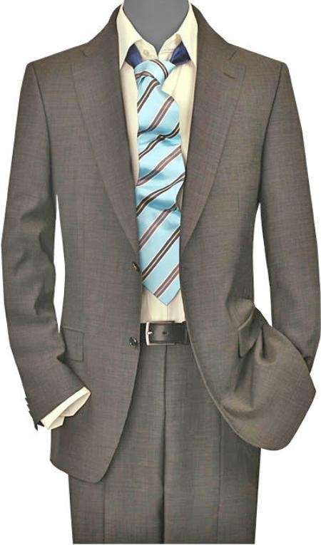 Mensusa Products Mens 2 Button Vented Taupe Sharkskin No Pleats Suit