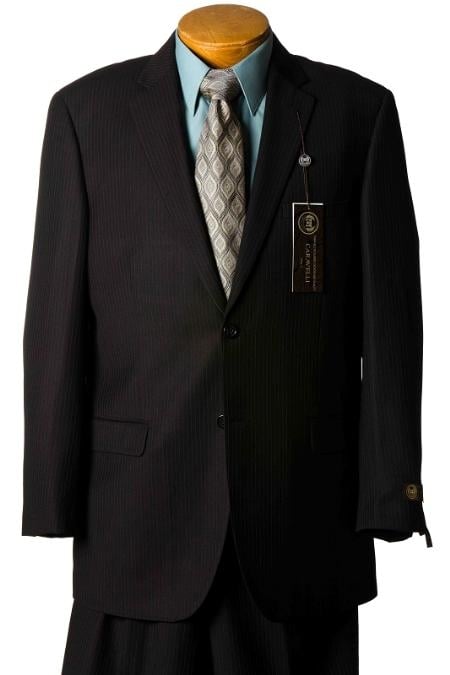 Mensusa Products Mens Black Pinstripe Italian Designer Suit Black