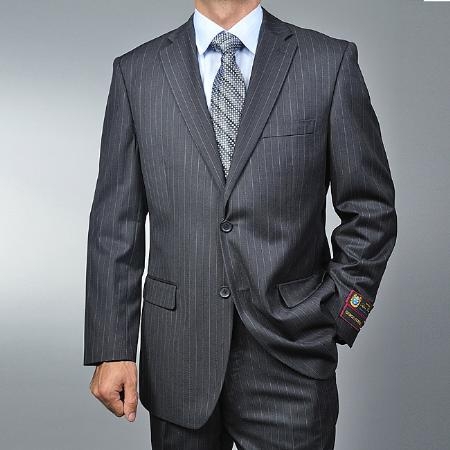 Mensusa Products Men's Charcoal Grey Pinstripe 2button cheap discounted Suit