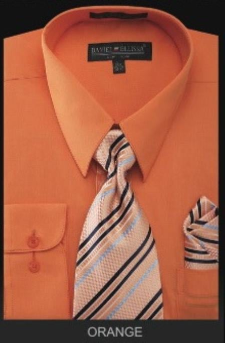 Mensusa Products Men's Dress Shirt PREMIUM TIE Orange