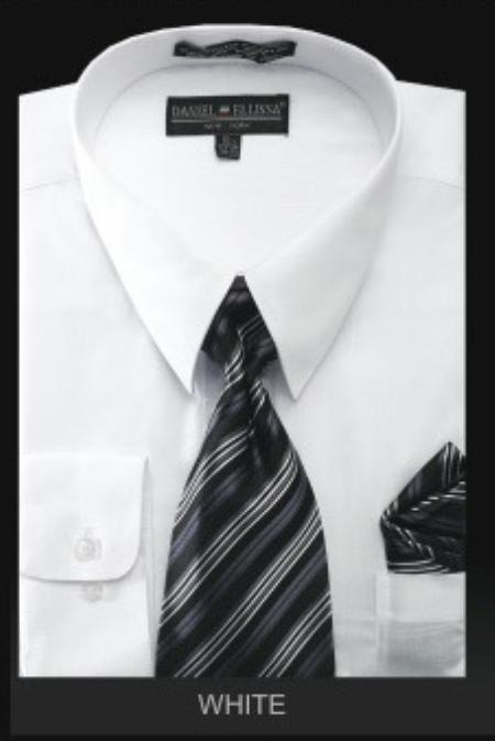 Mensusa Products Men's Dress Shirt PREMIUM TIE White