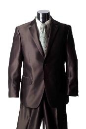 Mensusa Products Shiny 2 Button Brown Sharkskin Mens Suit