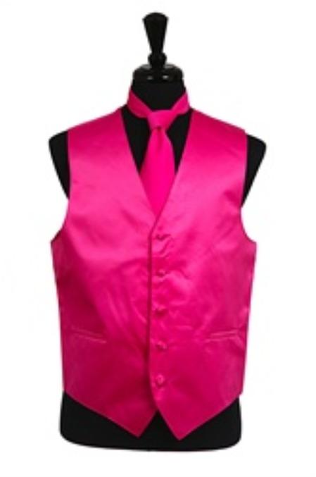 Mensusa Products Vest Tie Set Hot Pink