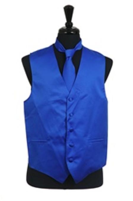 Mensusa Products Vest Tie Set Royal Blue