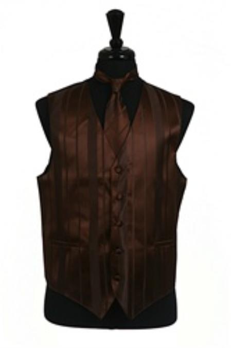Mensusa Products Vest/Tie/Bowtie Sets (Brown Tone on Tone)