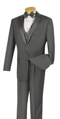 Santorini Collection - Regular Fit Gray Tuxedo 4 Piece with Vest Bow Tie