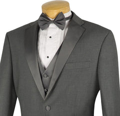 Santorini Collection - Regular Fit Gray Tuxedo 4 Piece with Vest Bow Tie