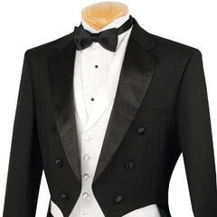 (52R) Men's Tuxedo Regular Fit Collection With Tails 3 Piece In Black