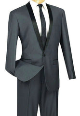 (38R, 38L) Slim Fit 2 Piece Heather Gray Tuxedo