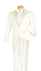 (52L) Regular Fit Ivory 4 Piece Tuxedo with Vest & Bow Tie