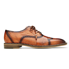 Mens Belvedere Alex Ostrich Wingtip Dress Shoe in Cognac