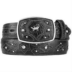 Men's Black Original Caiman Belly Skin Fashion Western Hand Crafted Belt