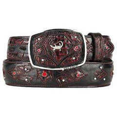 Men's Black Cherry Original Caiman Belly Skin Fashion Western Belt