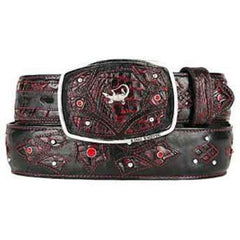 Original Black,Cherry Caiman Belly Skin Fashion Western Belt