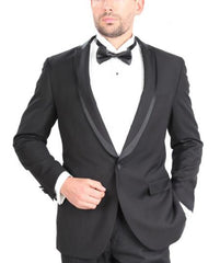 Tapered Leg Lower Rise Pants & Get Skinny Slim Fit Single Button w/ Satin Trim Tuxedo