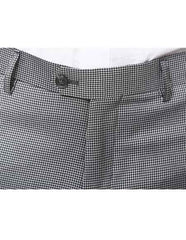 Mens Pleated Or Flat Front Houndstooth Checkered Tweed Pattern Dress Pants 100% Black/White