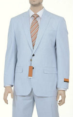 Seersucker Sear sucker suit Style Fine Blue Pinstriped Spring Summer Weight Cotton Suit