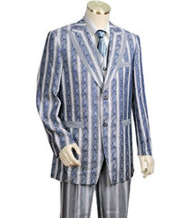 Mens Three Piece Suit - Vested Suit Mens Two Buttons Style comes in Blue Leisure Casual Suit For Sale