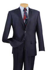 Single Breasted 2 Buttons, Slim Fit Suits, Shiny Flashy Satin Silky Metallic -Blue Men'S Sharkskin Suit