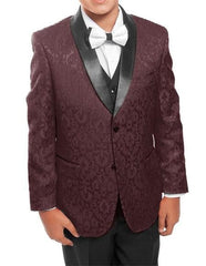 Kids ~ Children ~ Boys ~ Toddler Suit Burgundy ~ Wine ~ Maroon Kids Sizes Color/Black Tuxedo Vested Suit Perfect For Toddler Wedding Attire Outfits