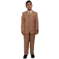 Boy's Five Piece Kids Sizes Suit Prefect for toddler Suit wedding attire outfits Set Camel ~ Khaki