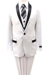 Boys Shawl Collar Tuxedo Kids Sizes 3 Piece Two Tone White with Black Gorgeous Stunning Suit Perfect for toddler Suit wedding attire outfits