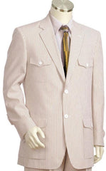 Sear Sucker Suit Seersucker Suit Mens Brown Offwhite 2 Piece Cotton seersucker  sear