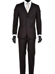 Men's Slim Fit 2 Button  Vested Suit Brown