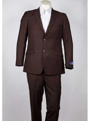 Men's Slim Fit Chocolate Dark Brown 2 Button PinstripeSuit