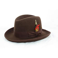 Mens Dress Hat Mens 'Godfather' Brown 100% Wool Homburg Dress Hat 4201