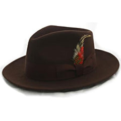 Mens Dress Hat Mens Brown Wool Banded Fedora Hat