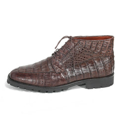 Los Altos Brown Genuine Caiman Crocodile Belly Ankle Boots