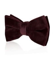 Men'S Burgundy ~ Wine ~ Maroon Color Velvet Fashion Bow Tie-Men'S Neck Ties - Mens Dress Tie - Trendy Mens Ties