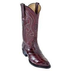 Men's Wine Color Toe Genuine Eel Belt- Botas De Anguila