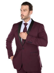 Men's Slim Fit  Black and Burgundy ~ Wine ~ Maroon Suit