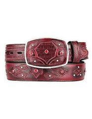 Burgundy ~ Wine ~ Maroon Color Burnished Original Lizard Teju Skin Fashion Western Belt