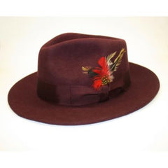 Mens Dress Hat Mens Burgundy ~ Wine ~ Maroon Color Wool Fedora Hat